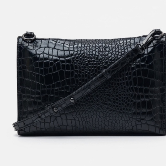I.N.C. International Concepts Black Croc Faux Leather Crossbody Bag - Picture 6 of 8